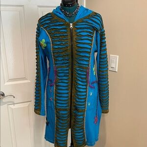 Colorful JERSEY Hooded Jacket with Cutout Design embroidered XL